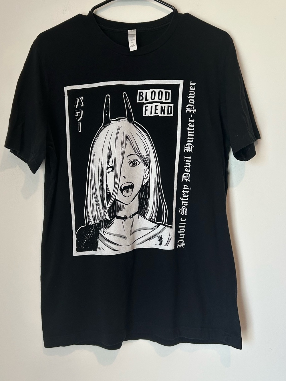 Power Chainsaw Man Blood Fiend Public Safety Devil Hunter Large Black T-shirt